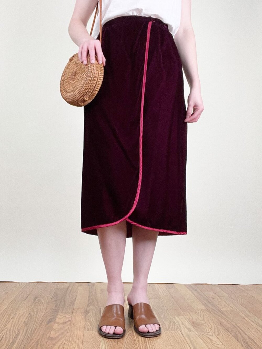 Vintage 70s Velvet Wrap Skirt Midi Flowy Romantic Feminine Whimsigoth 1970s 70's